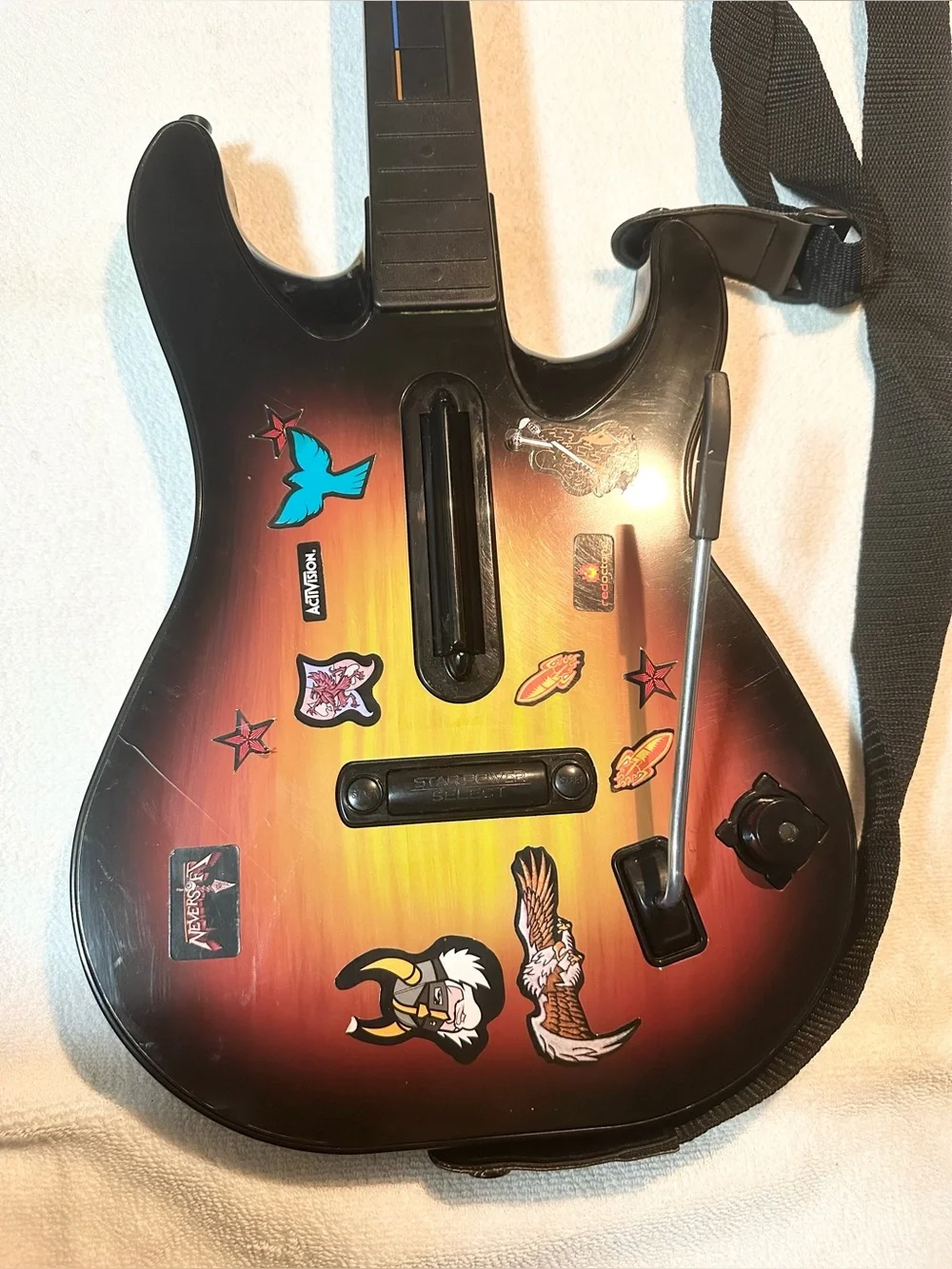 Guitar Hero PS2 Red Octane Sunburst Controller w Strap - No Dongle